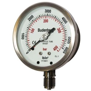Budenberg 726 63mm 1/4 inch BSP Bottom Mount Pressure Gauge